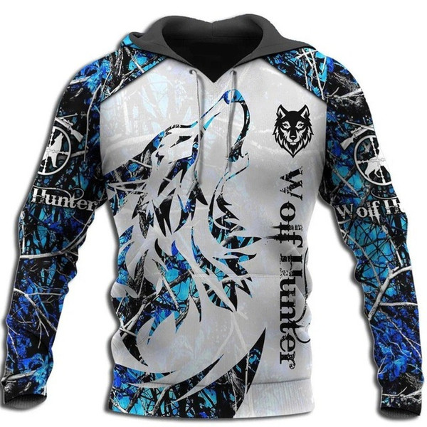 Men Fall Animal 3D Print Hoodie Pullover Fashion Pocket Sweatshirts.