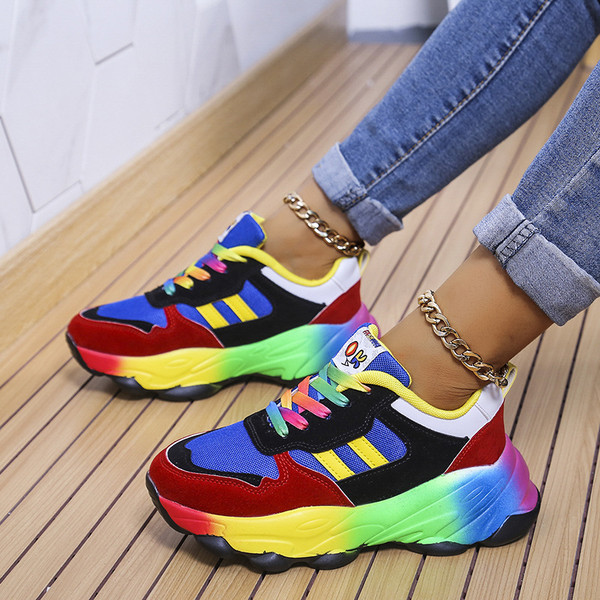 Multicolored Ladies Lace-up Fashion Shoes