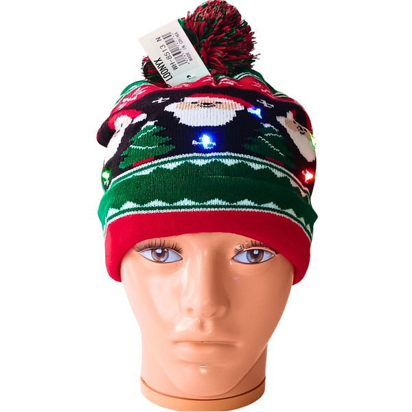 Unisex Children's Christmas Party Hat | Multi-Color Flashing Lights Pom-Pom Beanie
