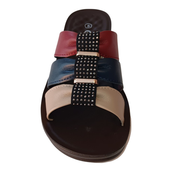 Sophisticated Bright Multicolor Three-Strap Platform Wedge Sandals