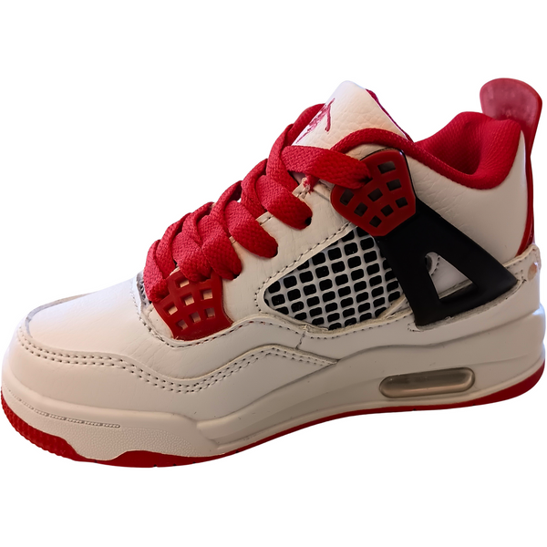 Little Boys' Bright White & Red Sport Sneakers