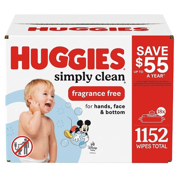 Huggies Simply Clean Bulk Box (18 Pks / 1152 Total)