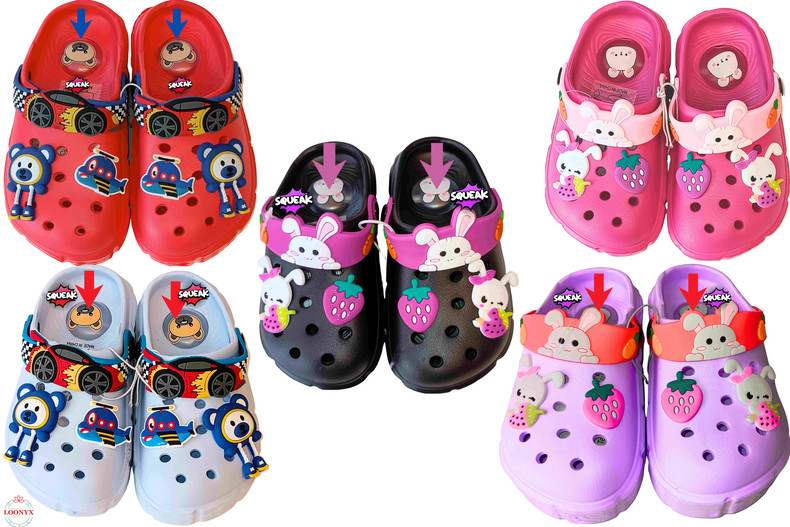 Kid's Toddler Squeaky Clog Slippers - Non-Slip Cartoon Garden Sandals for Boys & Girls
