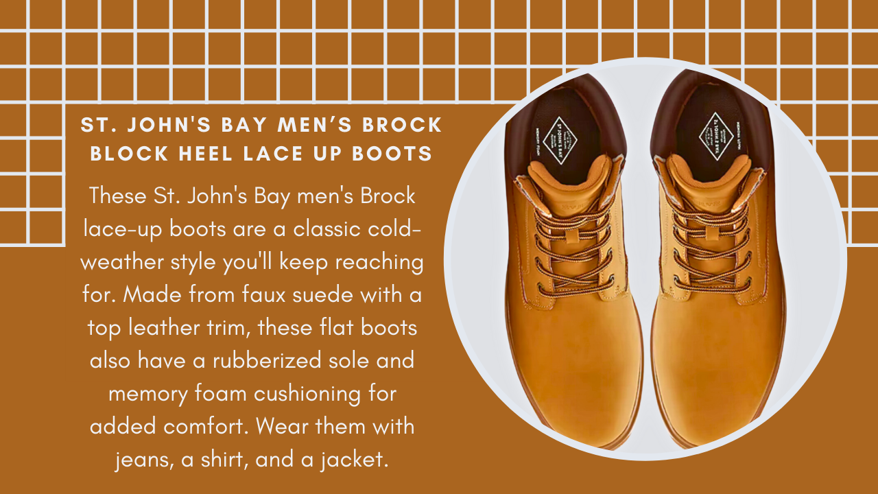 St. John's Bay Men's Brock Block Heel Lace Up Boots