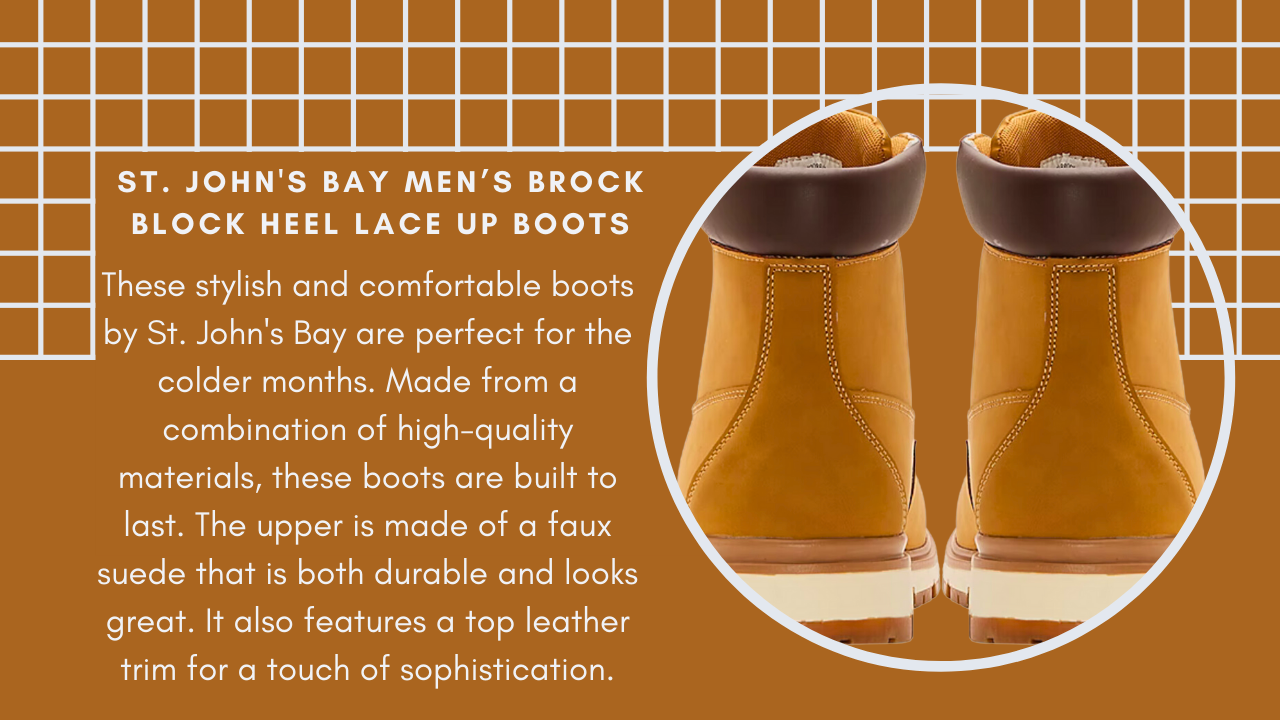 St. John's Bay Men's Brock Block Heel Lace Up Boots