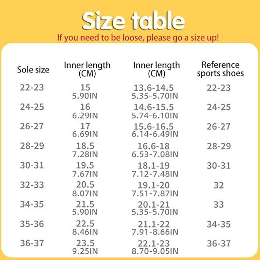 Product Size Chart