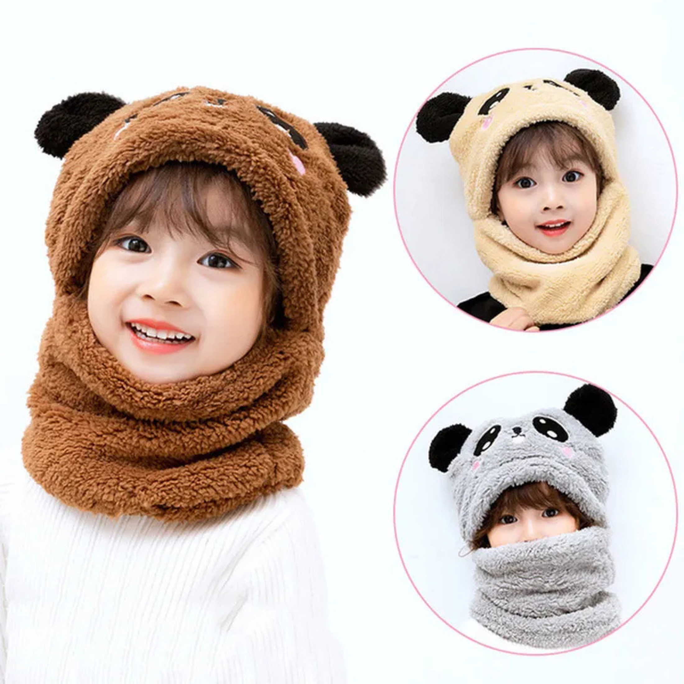 Adorable Panda Winter Hats and Scarf for Toddlers
