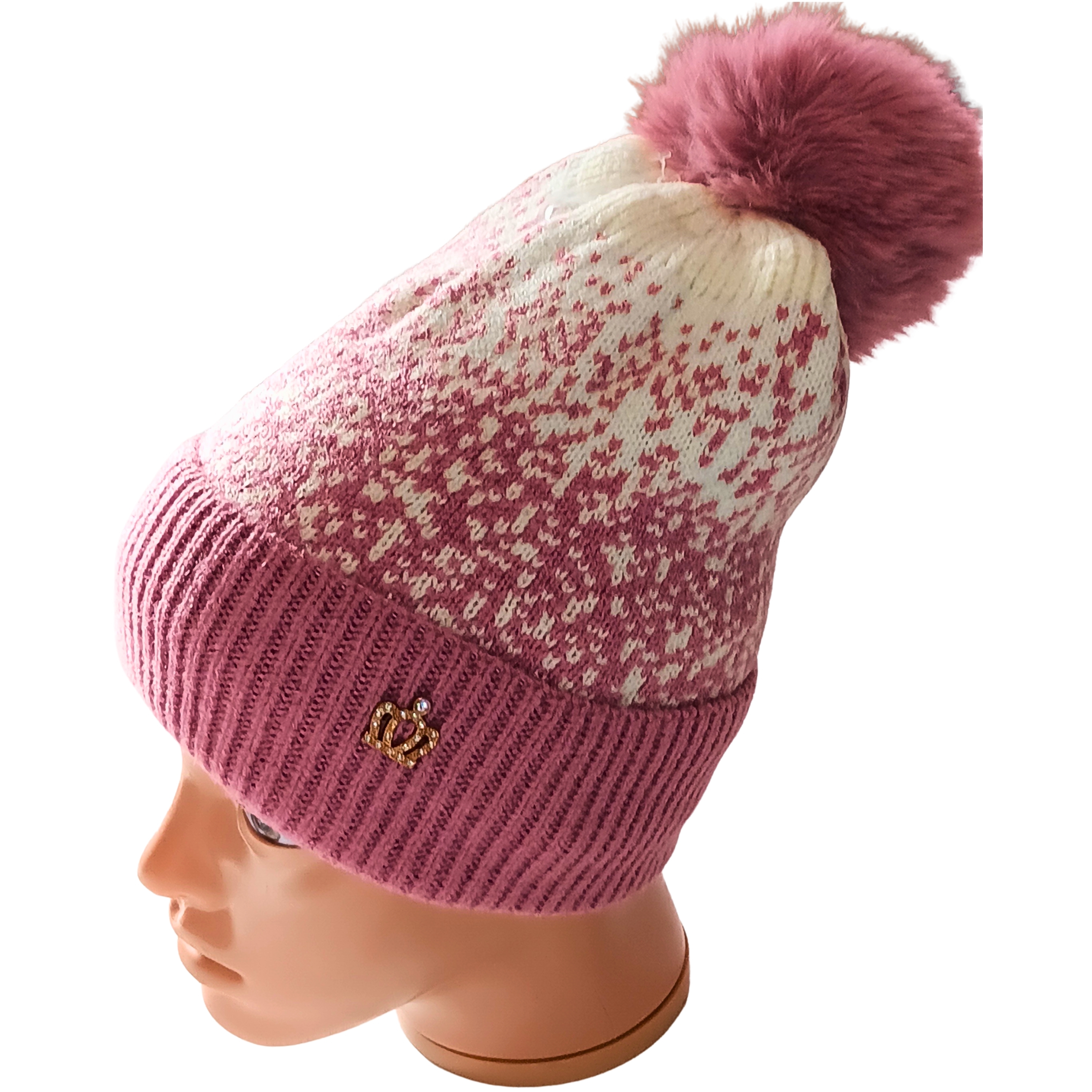 Fleece-Lined Knit Winter Hat with Faux Fur Pom-Pom: Warm and Soft Women's Beanie