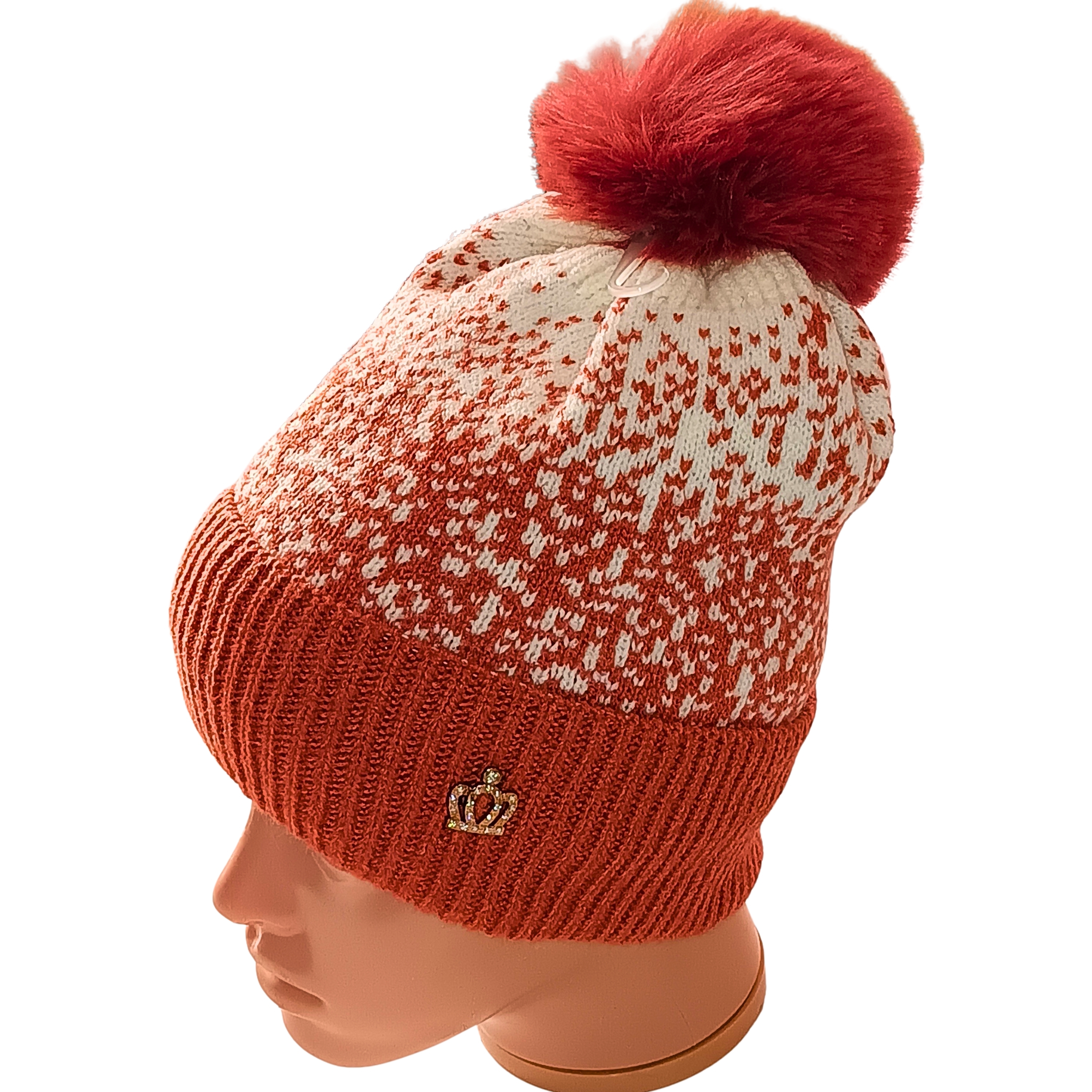 Fleece-Lined Knit Winter Hat with Faux Fur Pom-Pom: Warm and Soft Women's Beanie