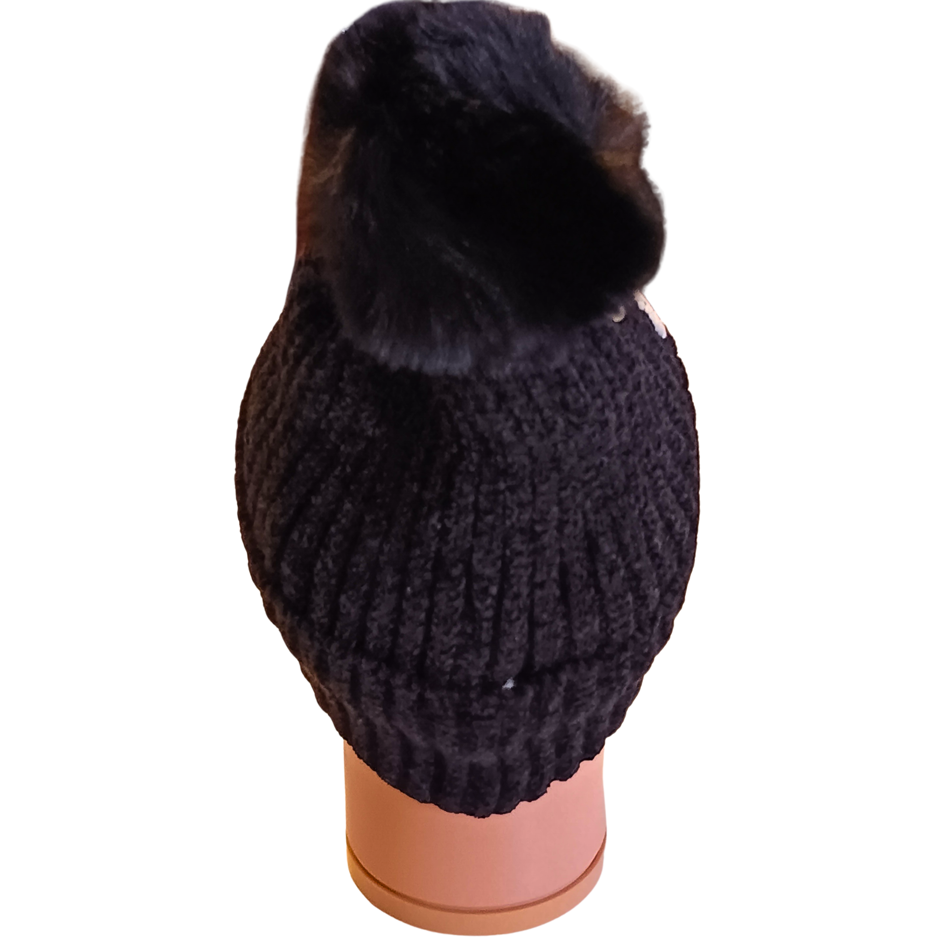 Affordable Women's Black Pom-Pom Beanie with 'LOVE' Accent Essential Cute Cold Weather Cap
