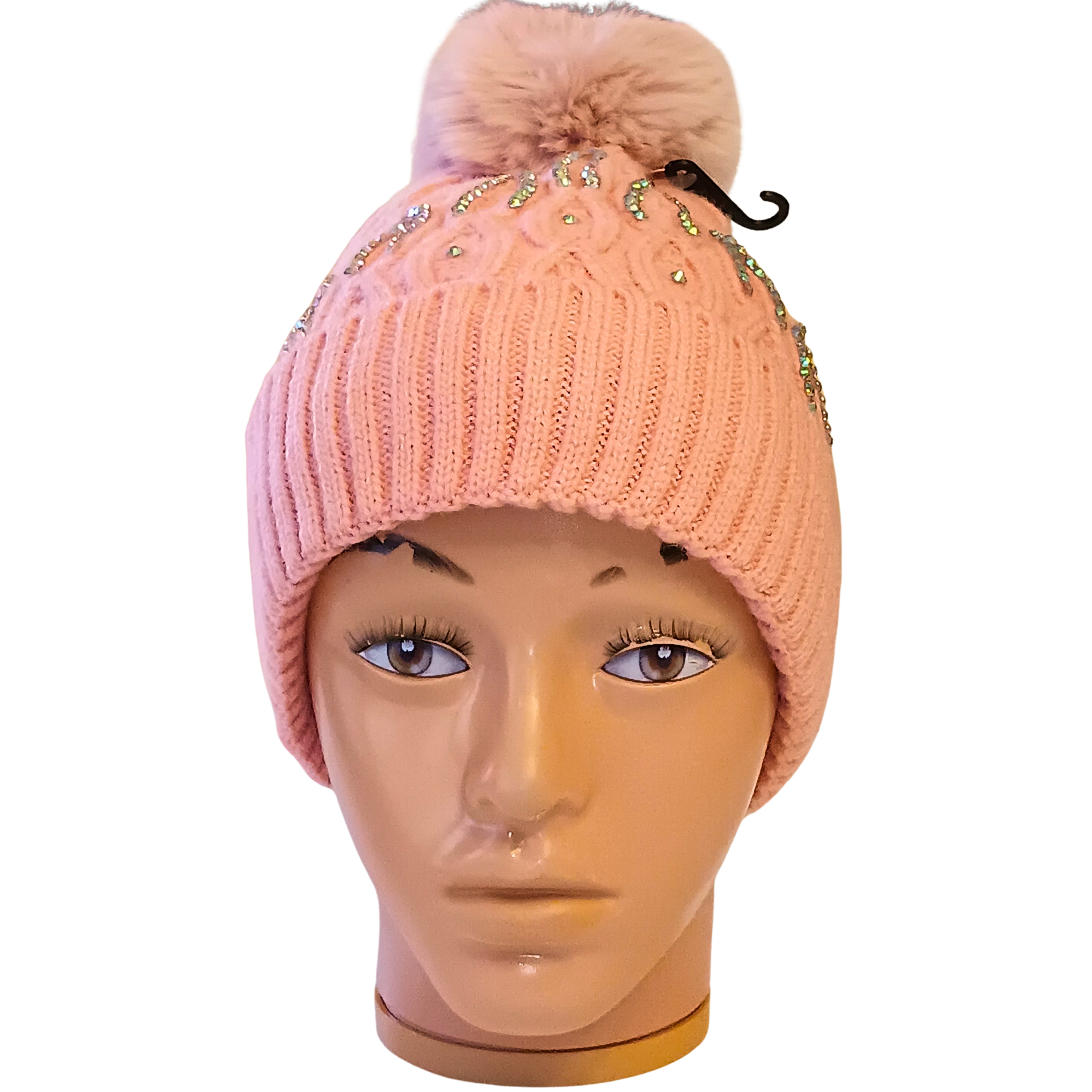 Cozy Winter Beanie with Bling for Ladies Teens Textured Knit Exterior Super Warm Fleece Interior Best Value