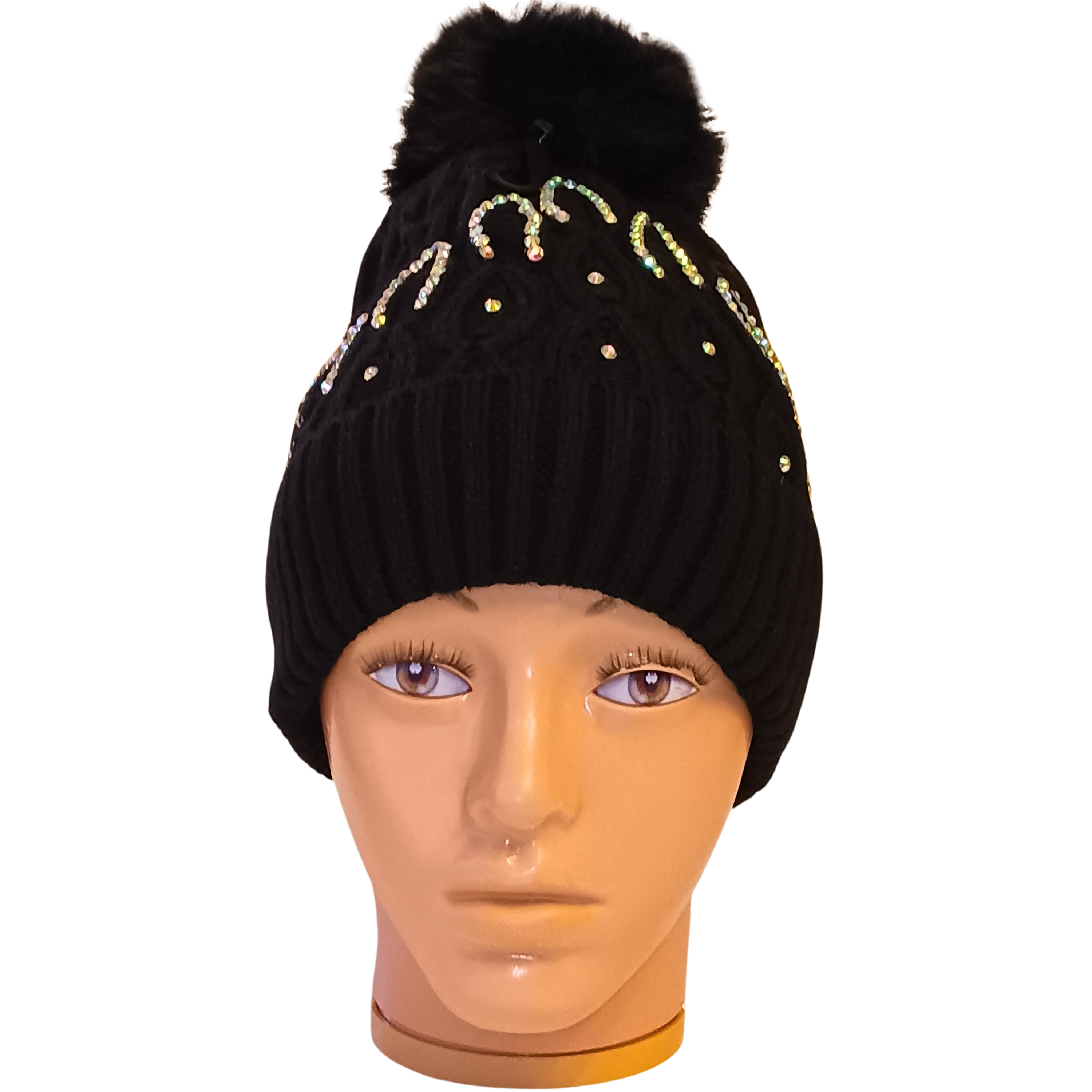 Cozy Winter Beanie with Bling for Ladies Teens Textured Knit Exterior Super Warm Fleece Interior Best Value