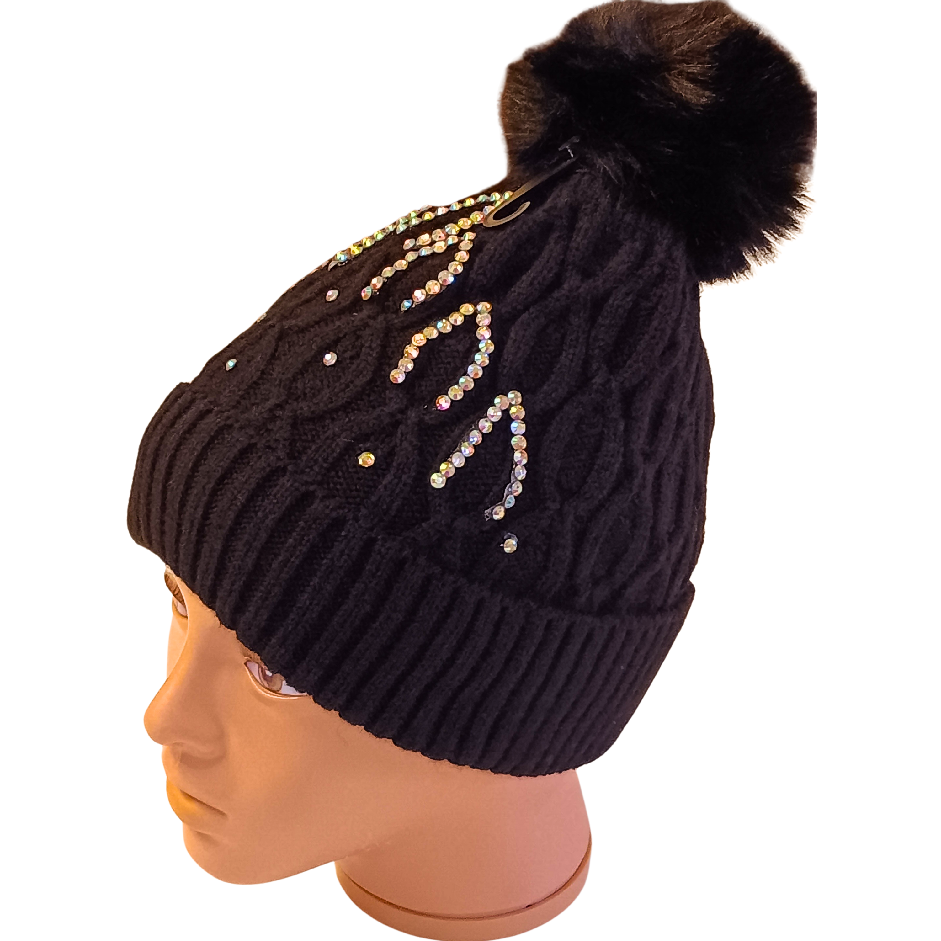 Cozy Winter Beanie with Bling for Ladies Teens Textured Knit Exterior Super Warm Fleece Interior Best Value