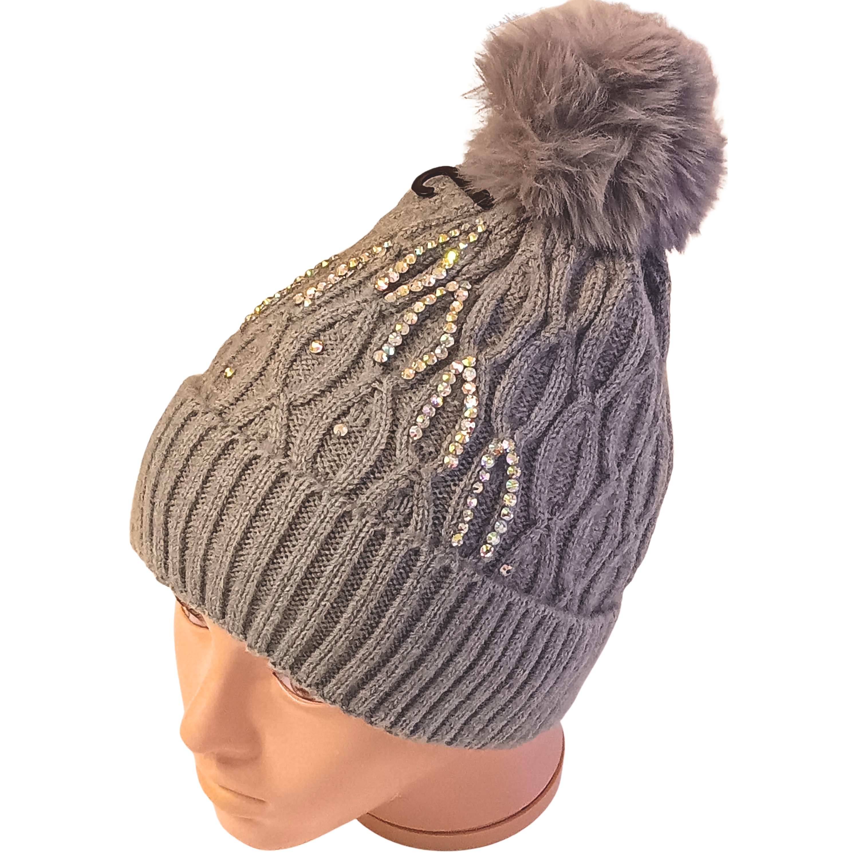 Cozy Winter Beanie with Bling for Ladies Teens Textured Knit Exterior Super Warm Fleece Interior Best Value