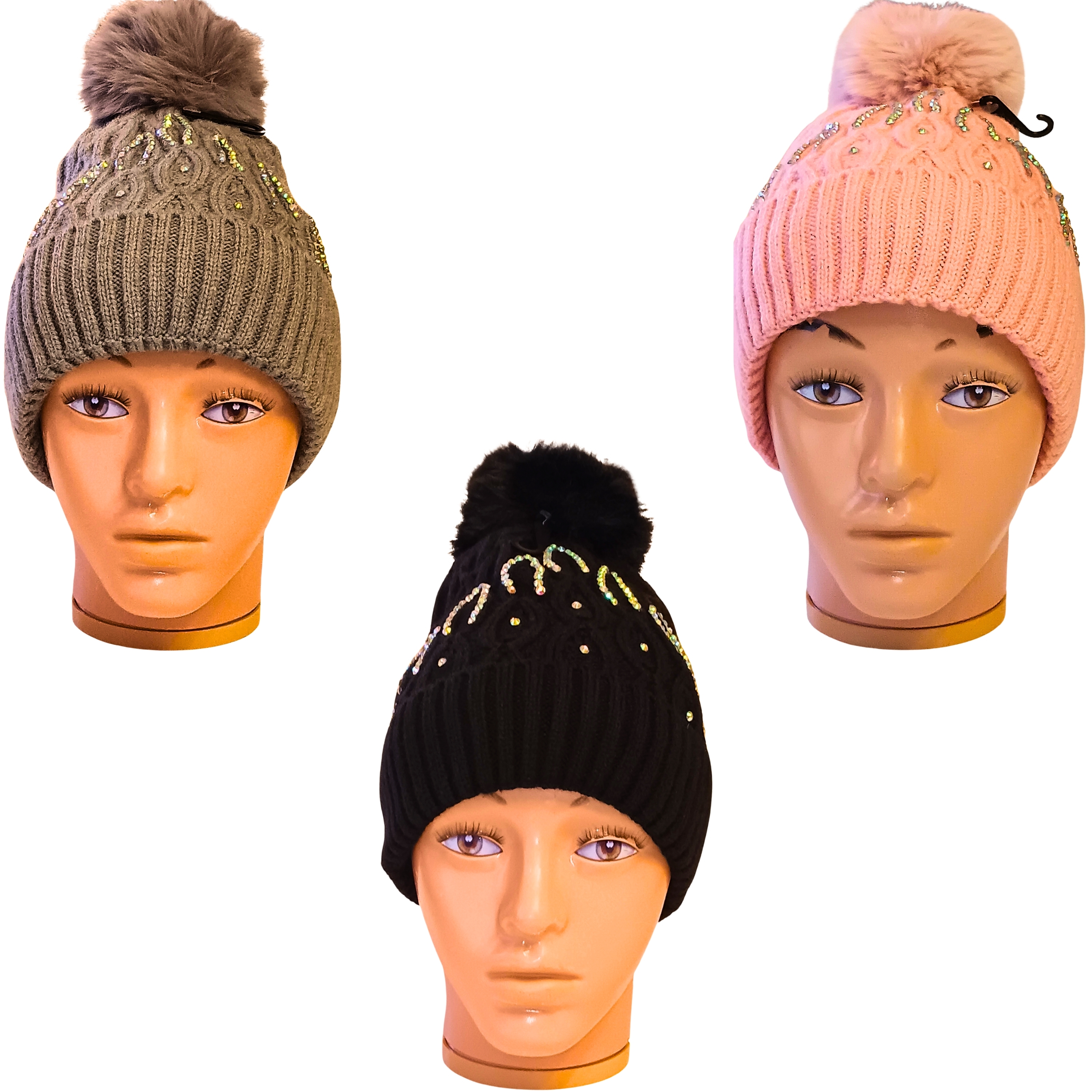 Cozy Winter Beanie with Bling for Ladies Teens Textured Knit Exterior Super Warm Fleece Interior Best Value