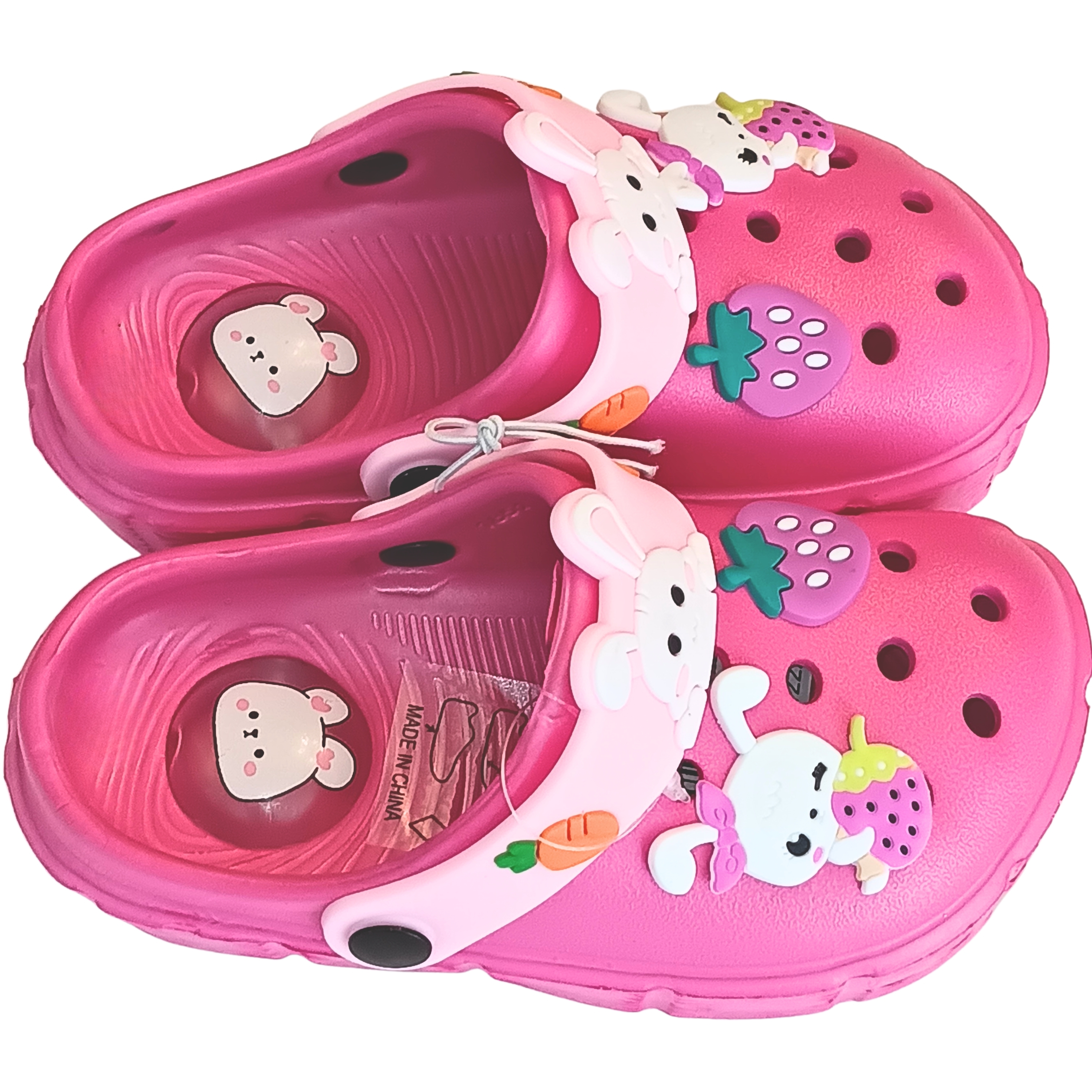 Girls Toddler Squeaky Clog Slippers - Non-Slip Cartoon Pink Garden Sandals