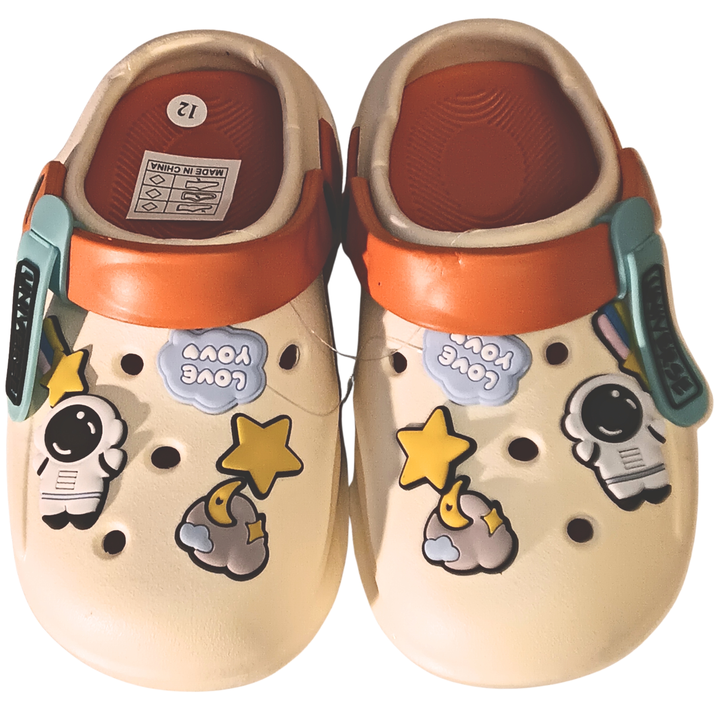 Boys Space Universe Clog Slippers - Non-Slip Lightweight Garden Shoes with Astronaut & Star Charms - Comfortable Outdoor & Indoor Water Shoes for Kids