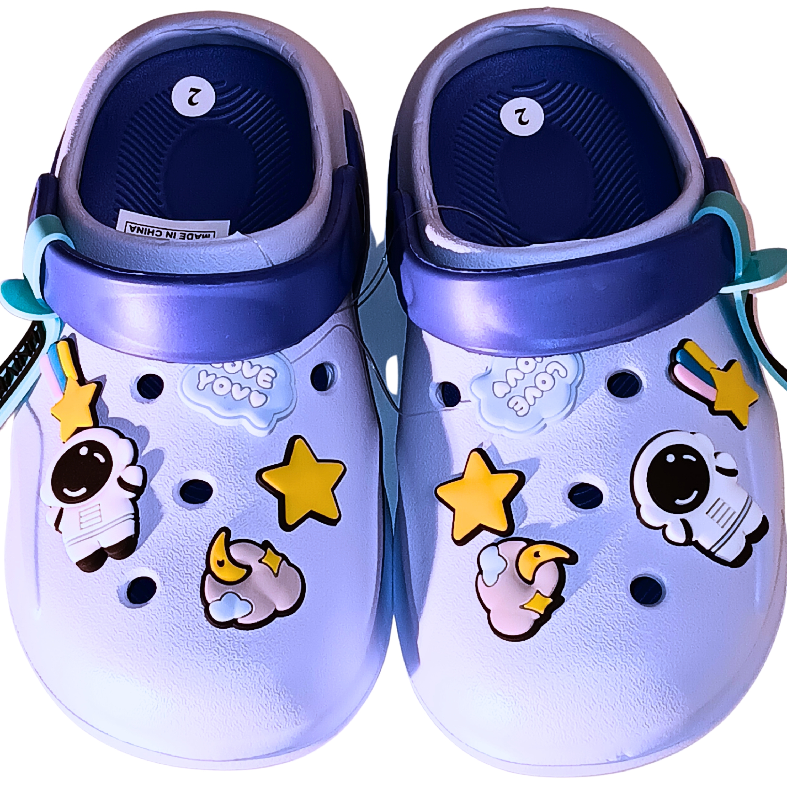 Boys Space Universe Clog Slippers - Non-Slip Lightweight Garden Shoes with Astronaut & Star Charms - Comfortable Outdoor & Indoor Water Shoes for Kids