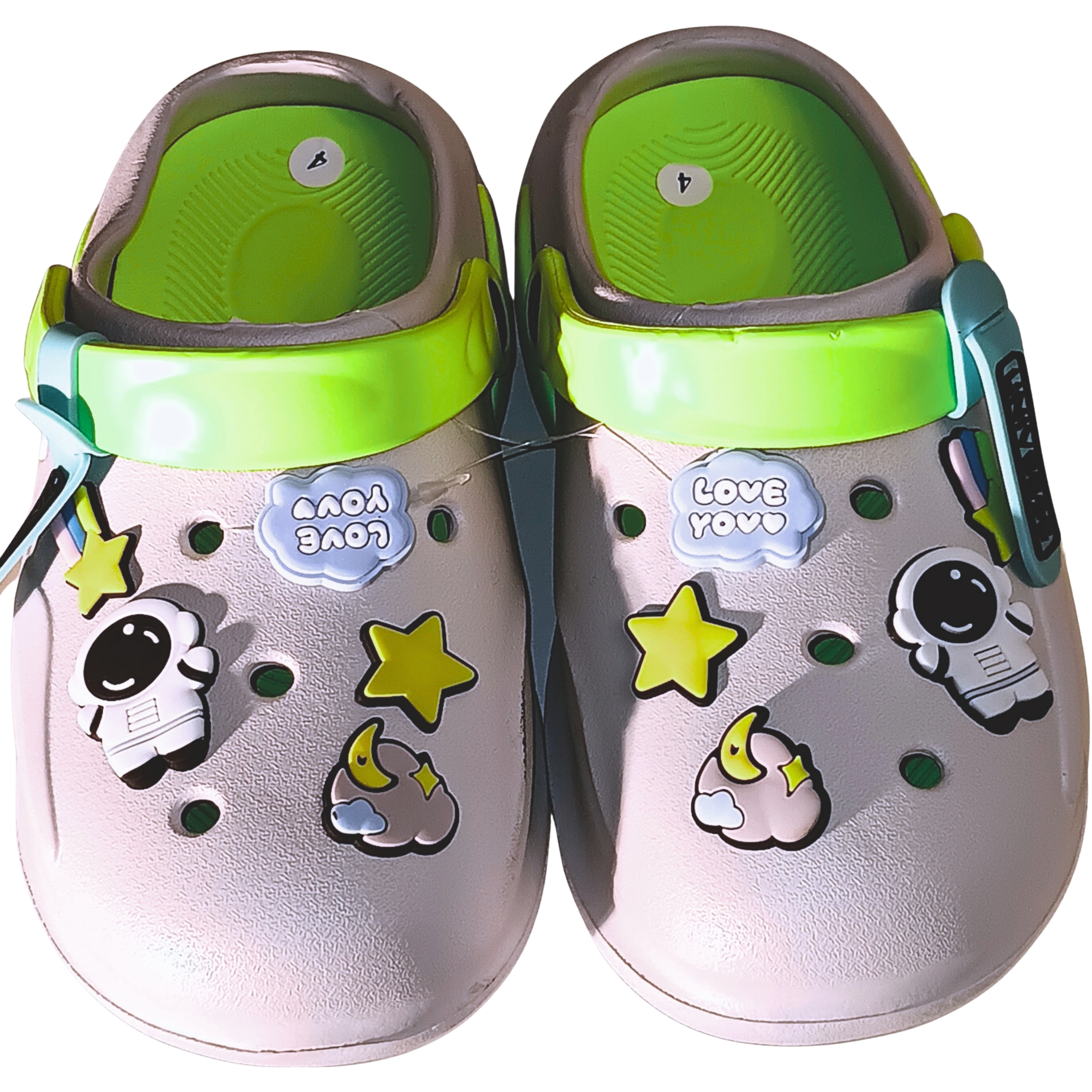 Boys Space Universe Clog Slippers - Non-Slip Lightweight Garden Shoes with Astronaut & Star Charms - Comfortable Outdoor & Indoor Water Shoes for Kids