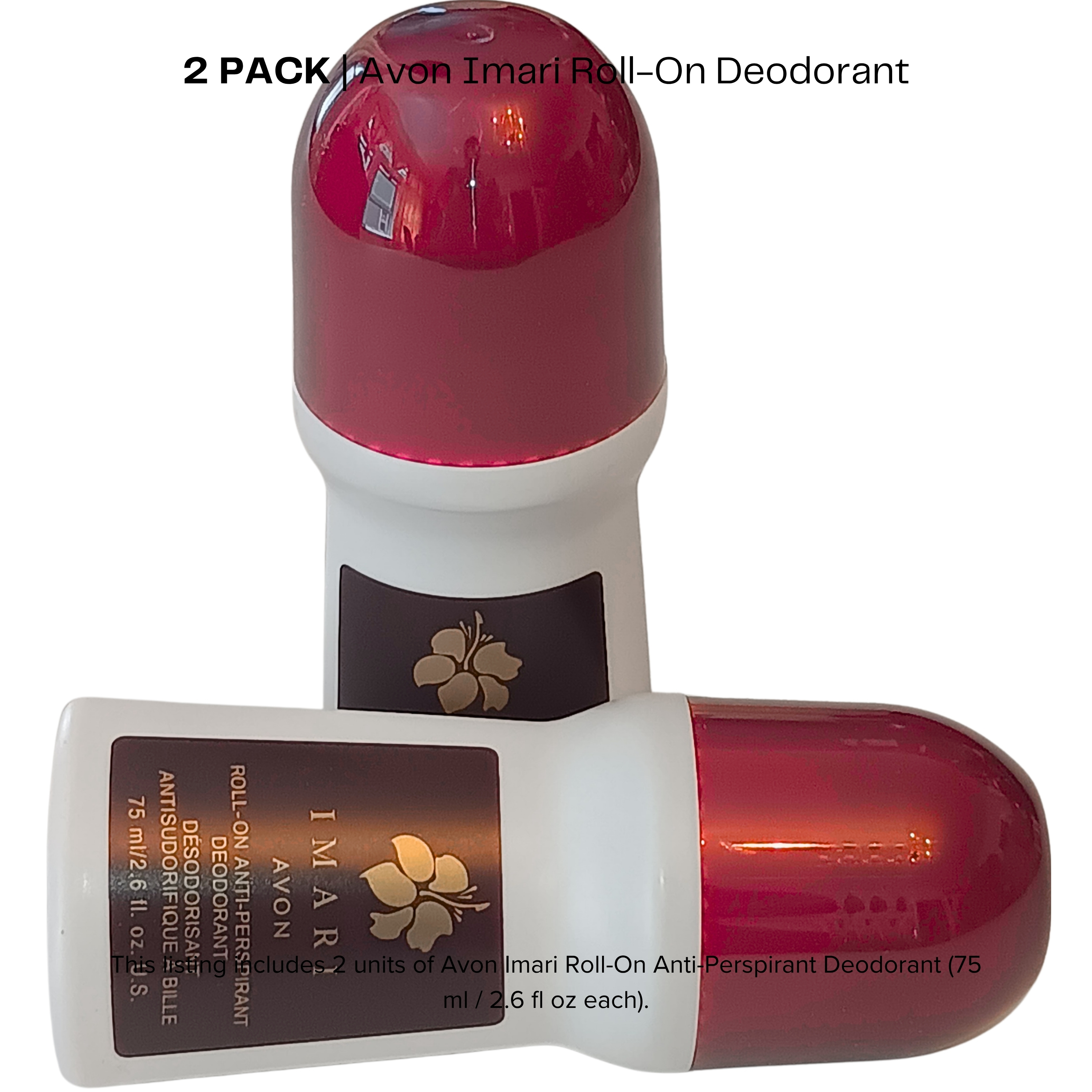 Avon Imari Roll-On Anti-Perspirant Deodorant 75ml / 2.6 fl OZ each | Value Pack of 2