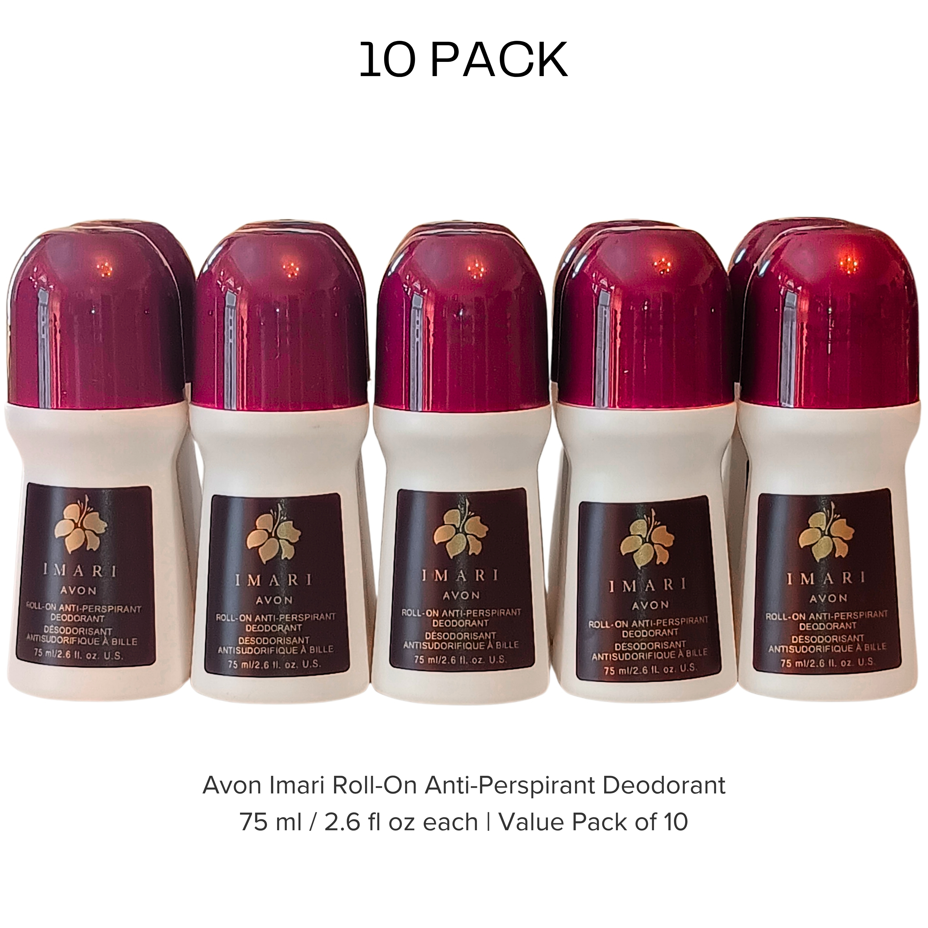 Avon Imari Roll-On Anti-Perspirant Deodorant 75ml / 2.6 fl OZ each | Value Pack of 10