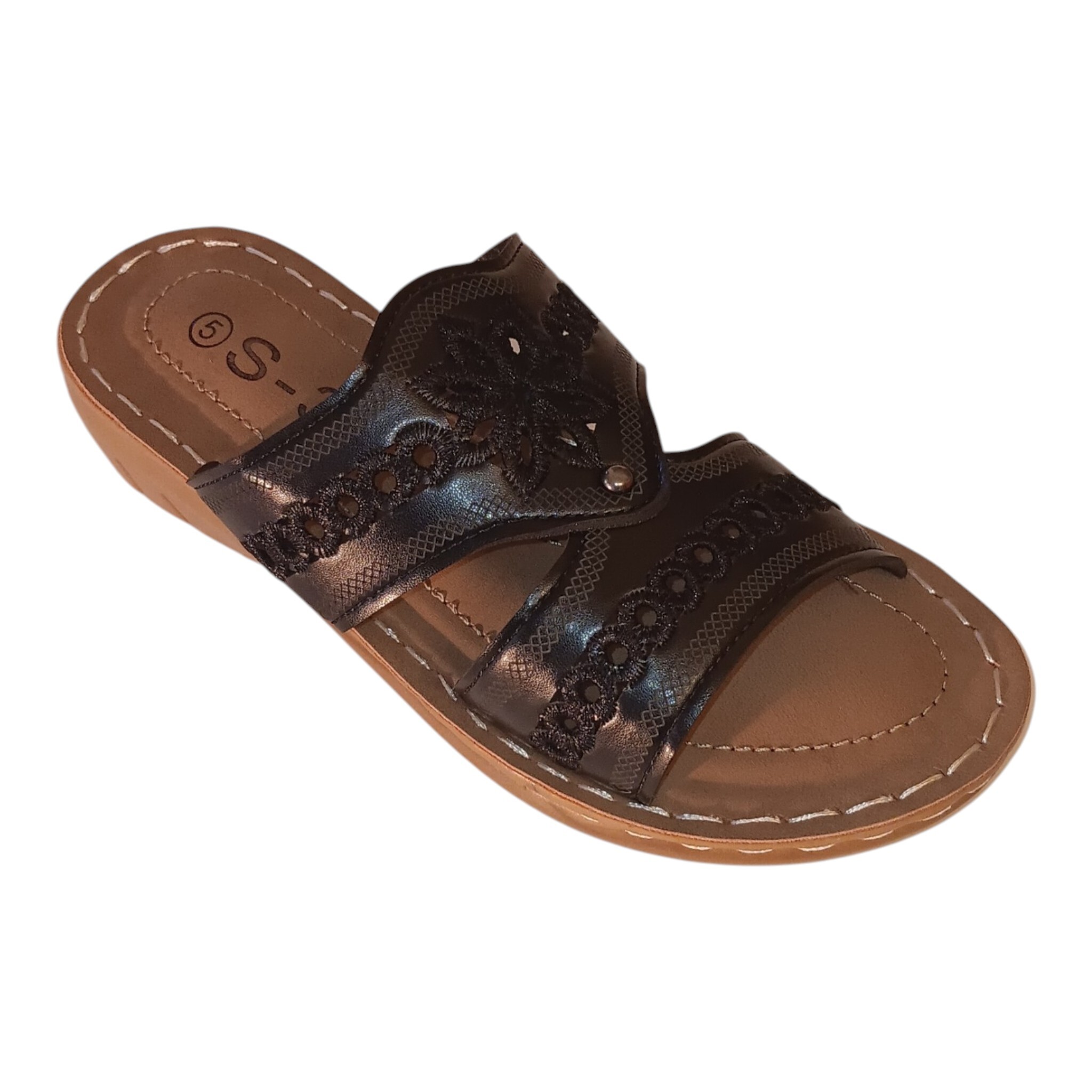Women's Laser-Cut Slide Sandals - Girls Summer Comfort Flat Slides