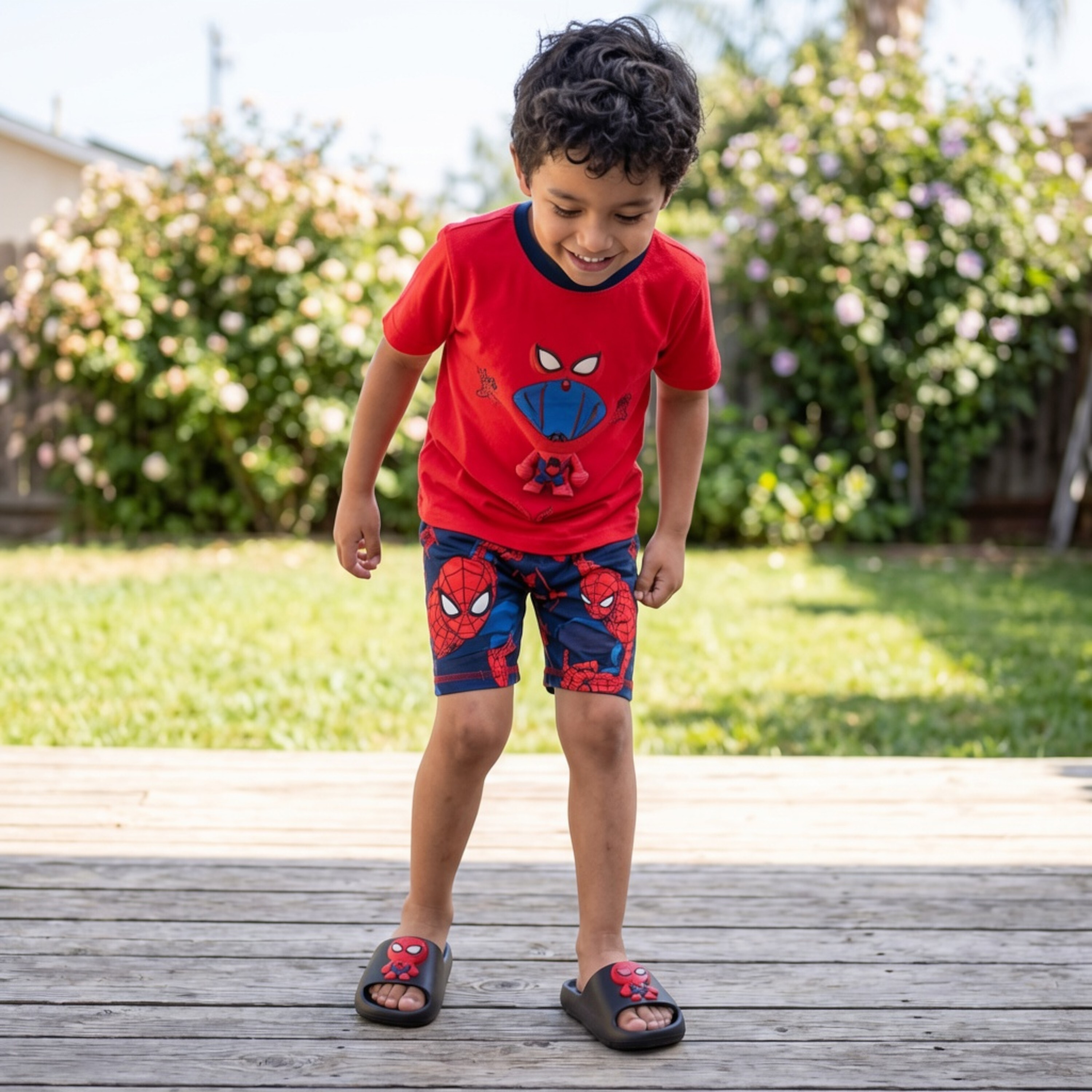 Spiderman Character Summer Slippers Black