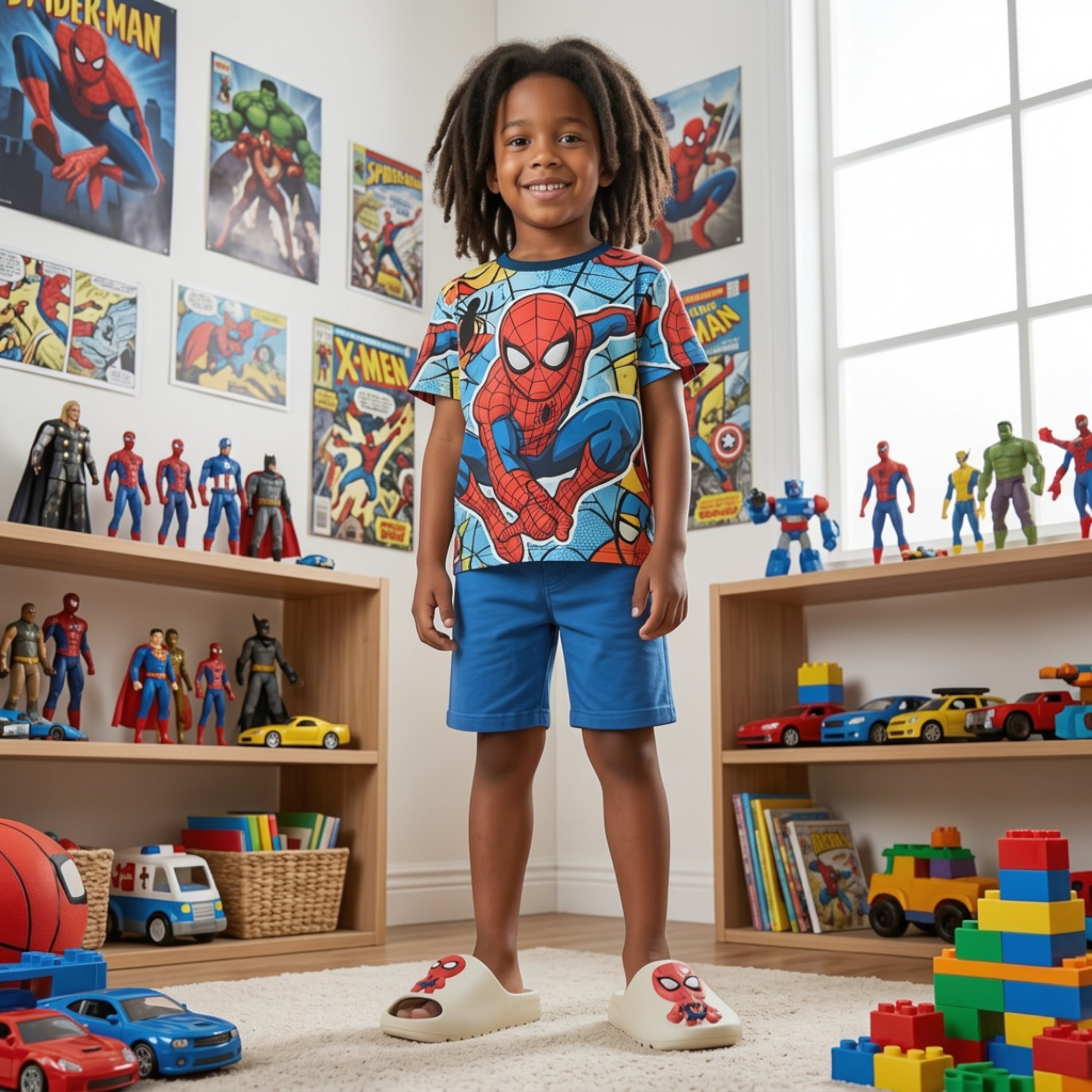 Spiderman Character Summer Slides Beige