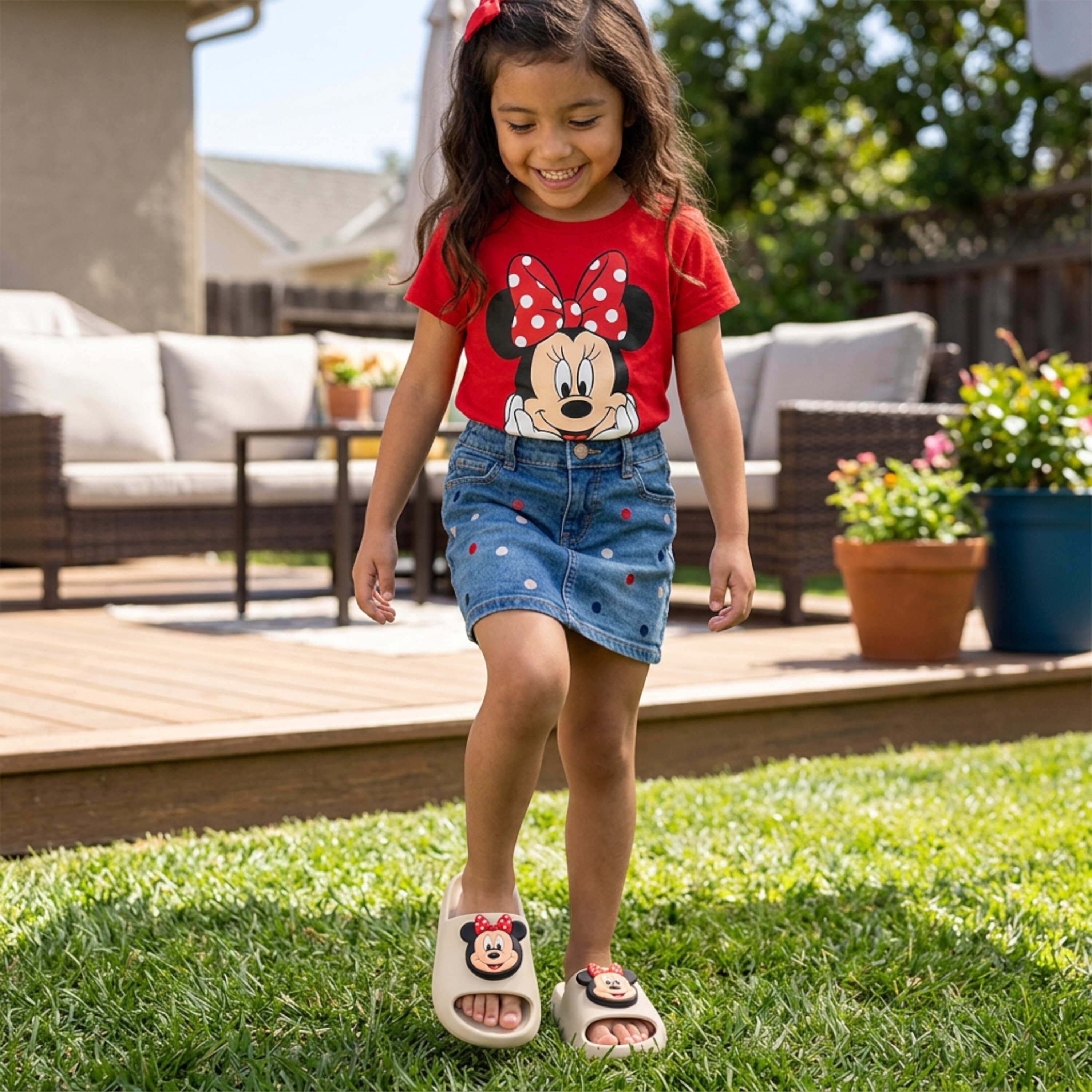 Minnie Mouse Character Summer Sandals Beige
