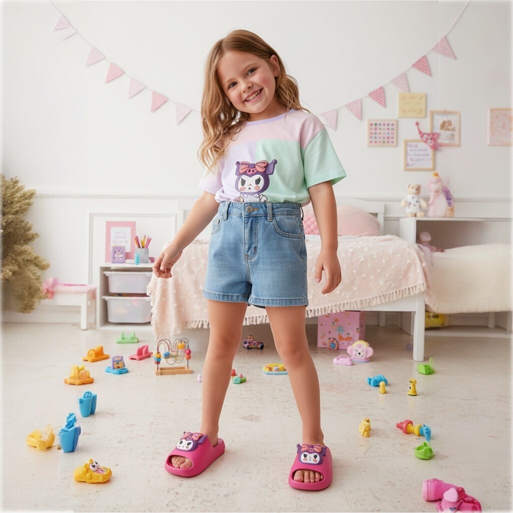 Kuromi Character Summer Slides Pink