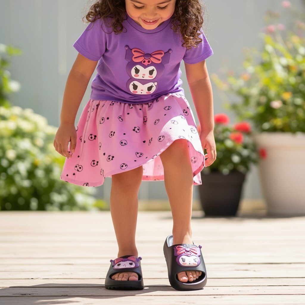 Kuromi Character Summer Slides Black