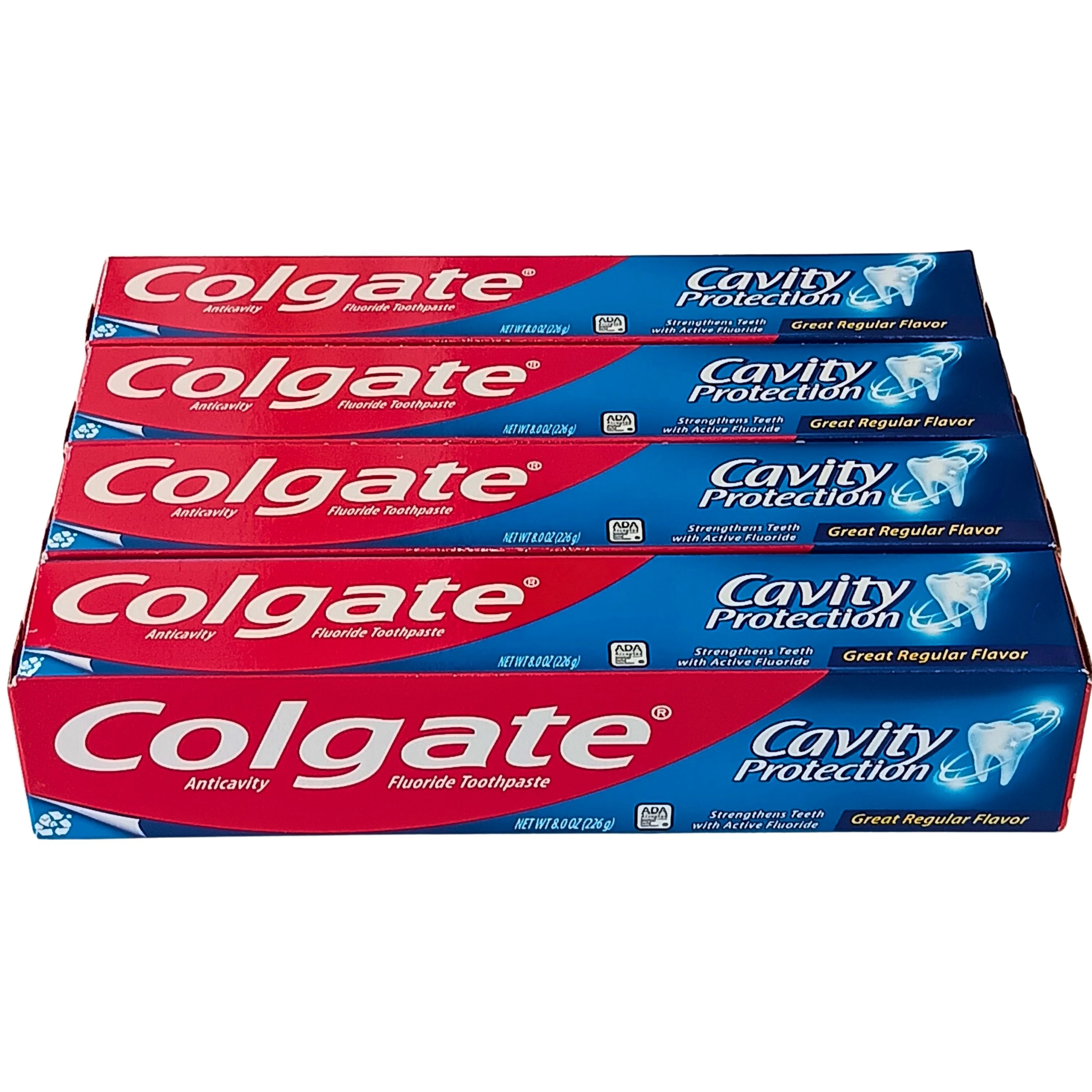 Colgate Cavity Protection Anticavity Fluoride Toothpaste, Value 4 Pack Super-Size, Great Regular Flavor, 8 oz Tubes