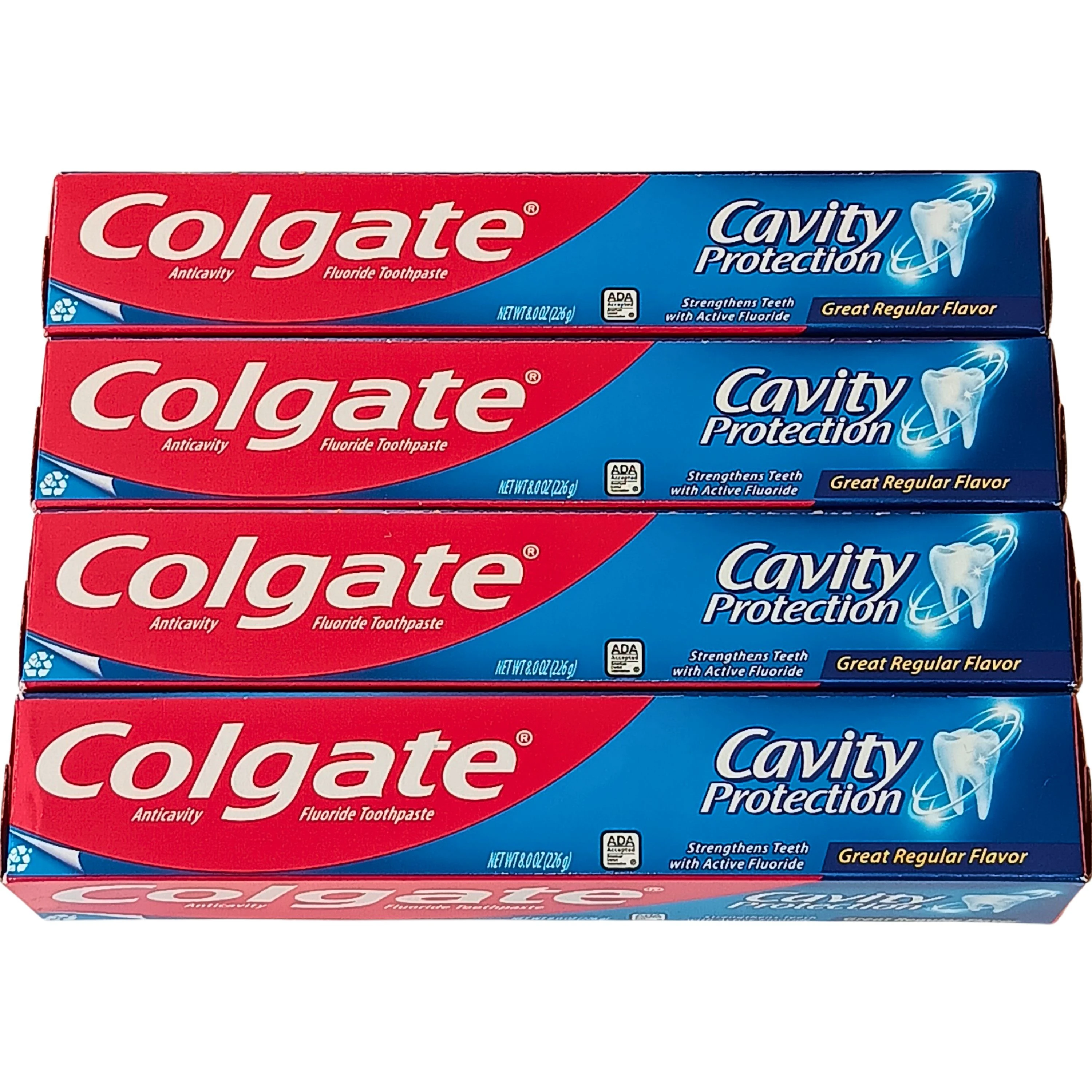 Colgate Cavity Protection Anticavity Fluoride Toothpaste, Value 4 Pack Super-Size, Great Regular Flavor, 8 oz Tubes
