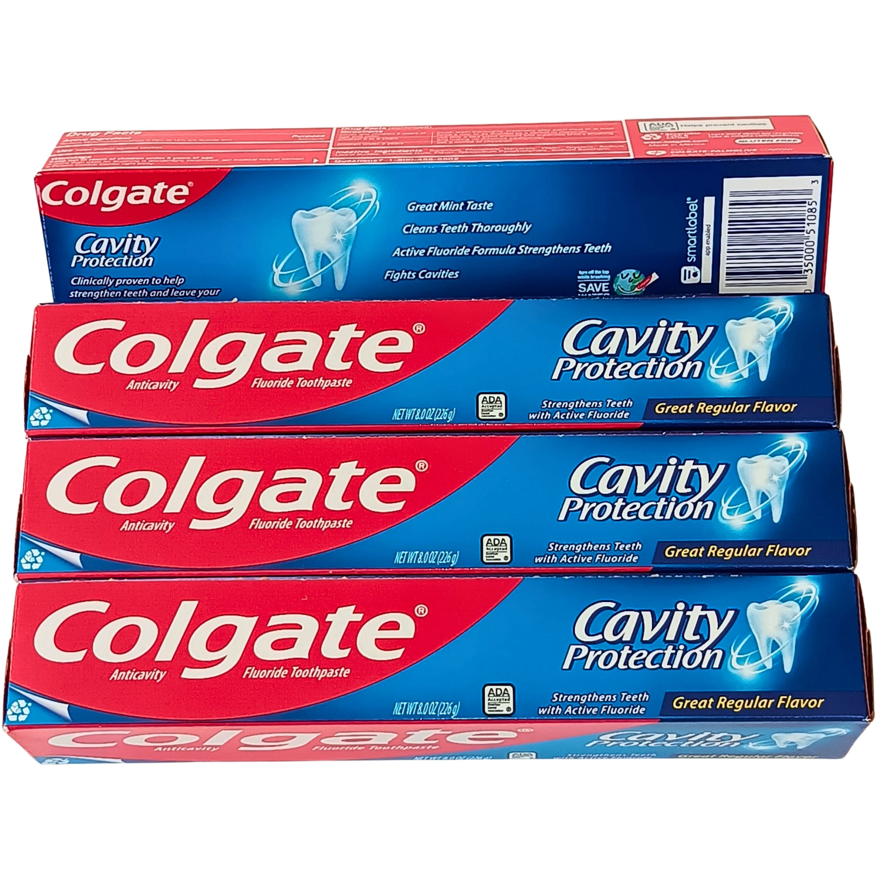 Colgate Cavity Protection Fluoride Toothpaste, Great Regular Flavor, 8 Oz (226g) Tube, 4 Pack