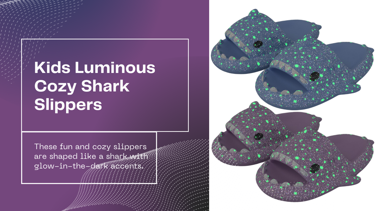 Kids Shark Slippers with Starry Night Light