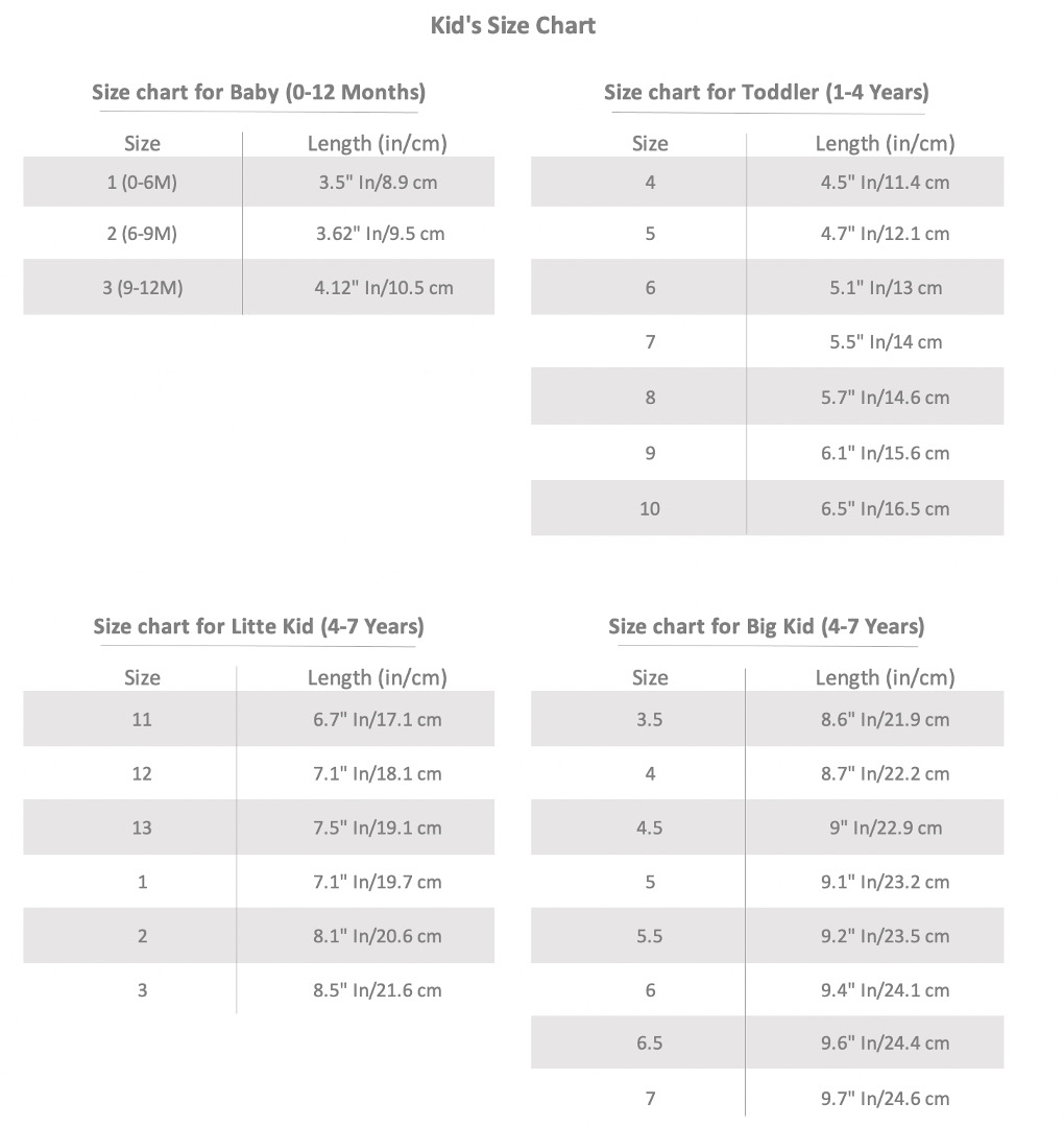 Kids Size Chart