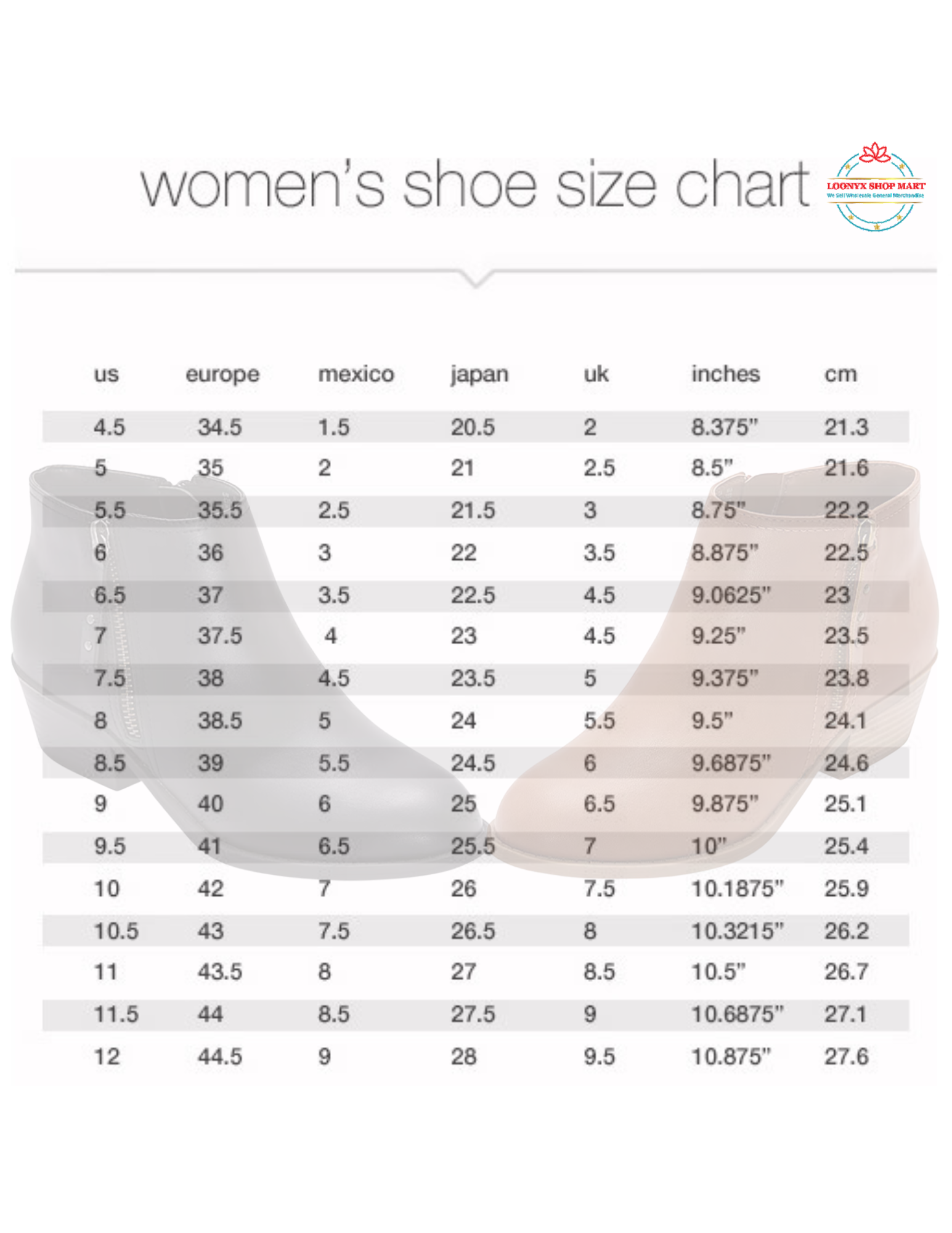  Arizona Womens Camino Stacked Heel Booties Size chart