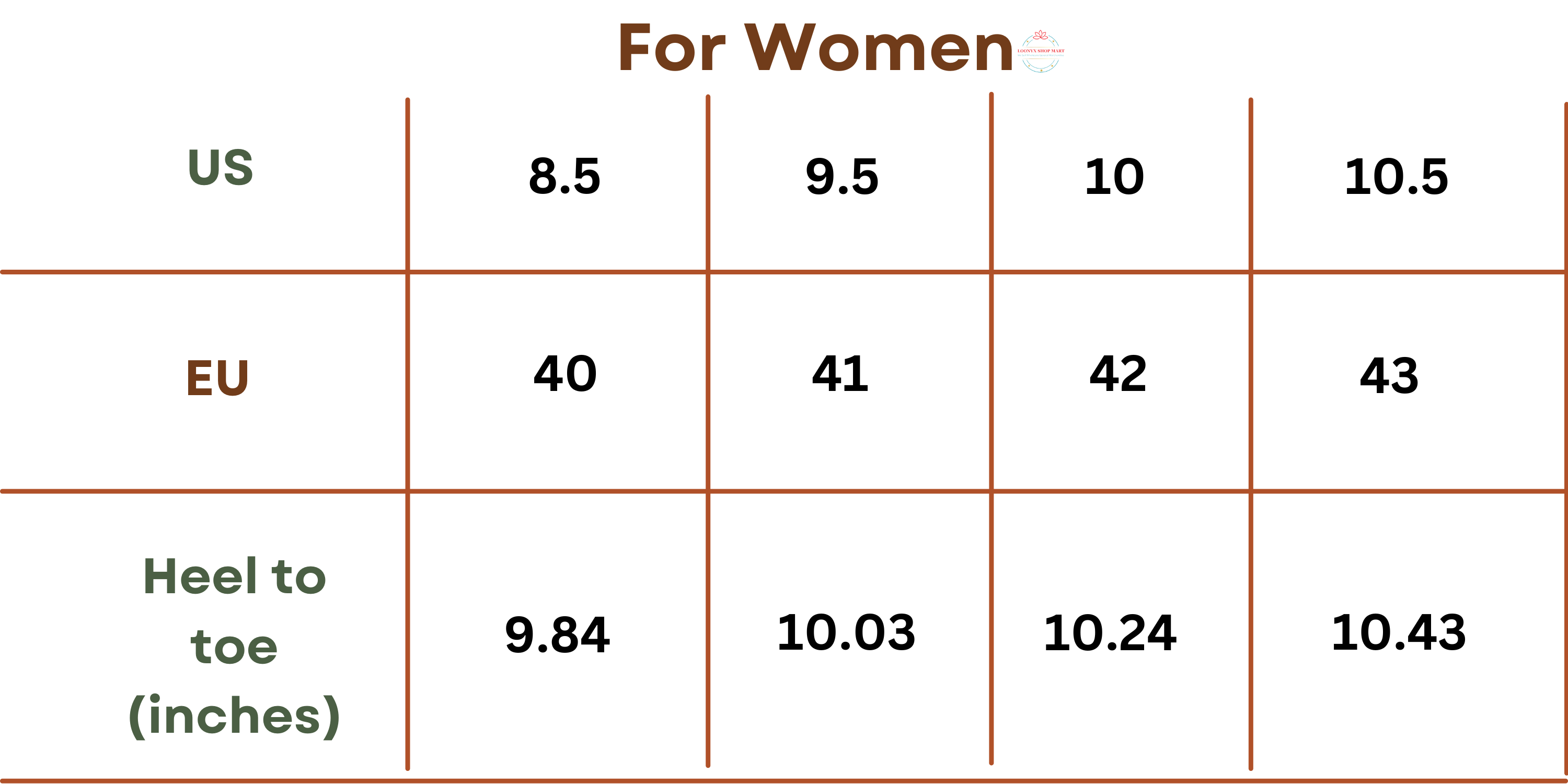 Product Size Chart