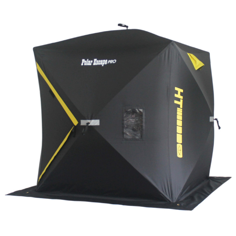 POLAR ESCAPE PRO 2 PERSON ICE SHELTER - 300D FABRIC - ONE DOOR - SETUP SIZE:59×59; HUB TO HUB:76×76; HEIGHT:67"