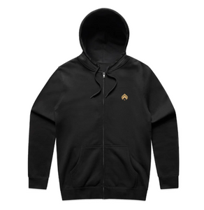 EMBROIDERED LOGO| ZIP HOOD | BLACK