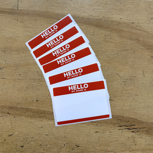 HELLO MY NAME IS - RED EGGSHELL STICKER