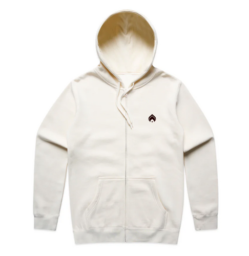 EMBROIDERED LOGO| ZIP HOOD | ECRU