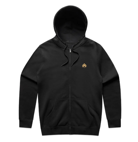 EMBROIDERED LOGO| ZIP HOOD | BLACK