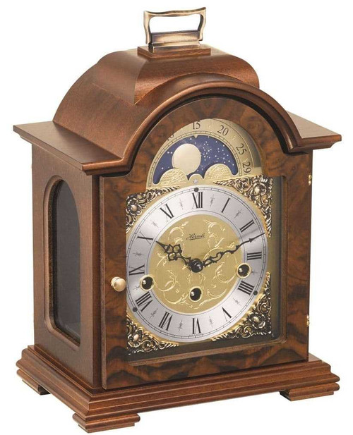 22864-030340 - Hermle Debden Walnut Mantel Clock - Free Delivery & Our Exclusive Free extended Warranty