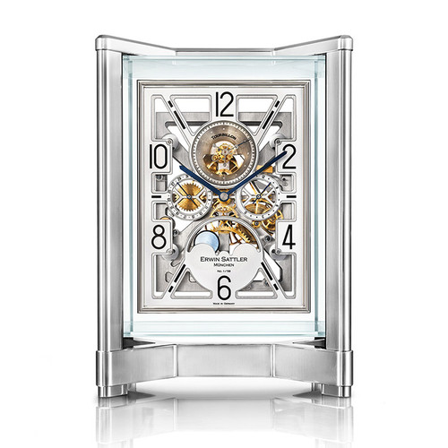  Erwin Sattler - Opus Tourbillon Table Clock with 12 Brilliant Cut Diamonds