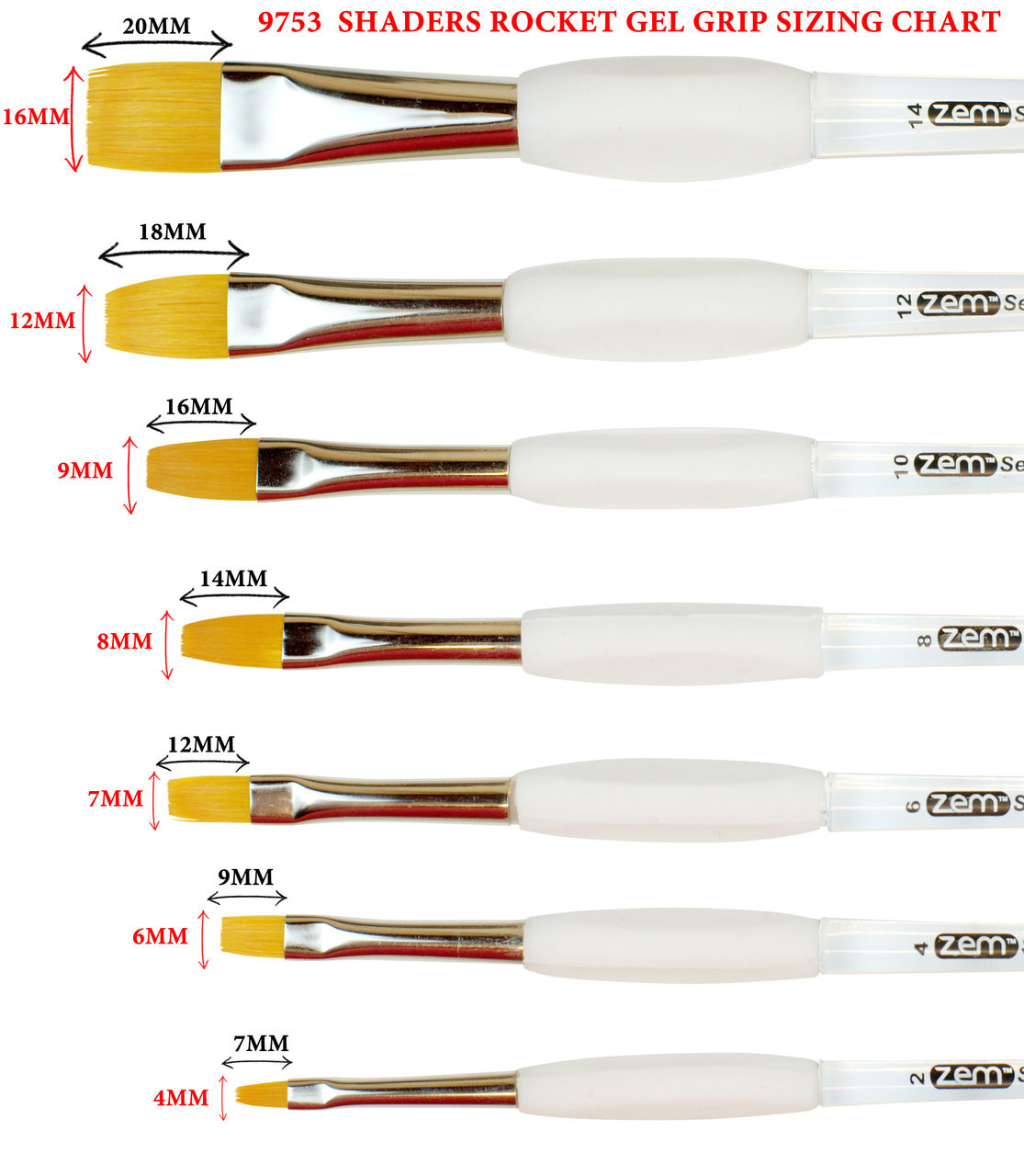 AS-173 Rocket Gel Grip Fan Artist Brush (Set of 3)