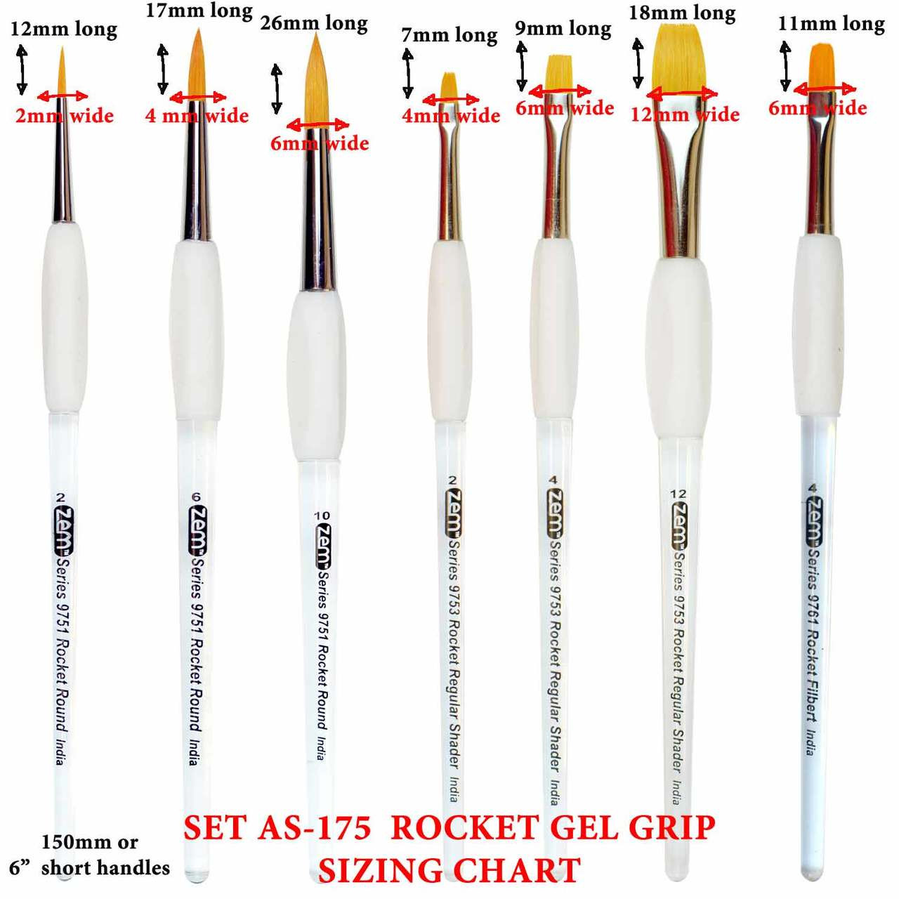 AS-173 Rocket Gel Grip Fan Artist Brush (Set of 3)