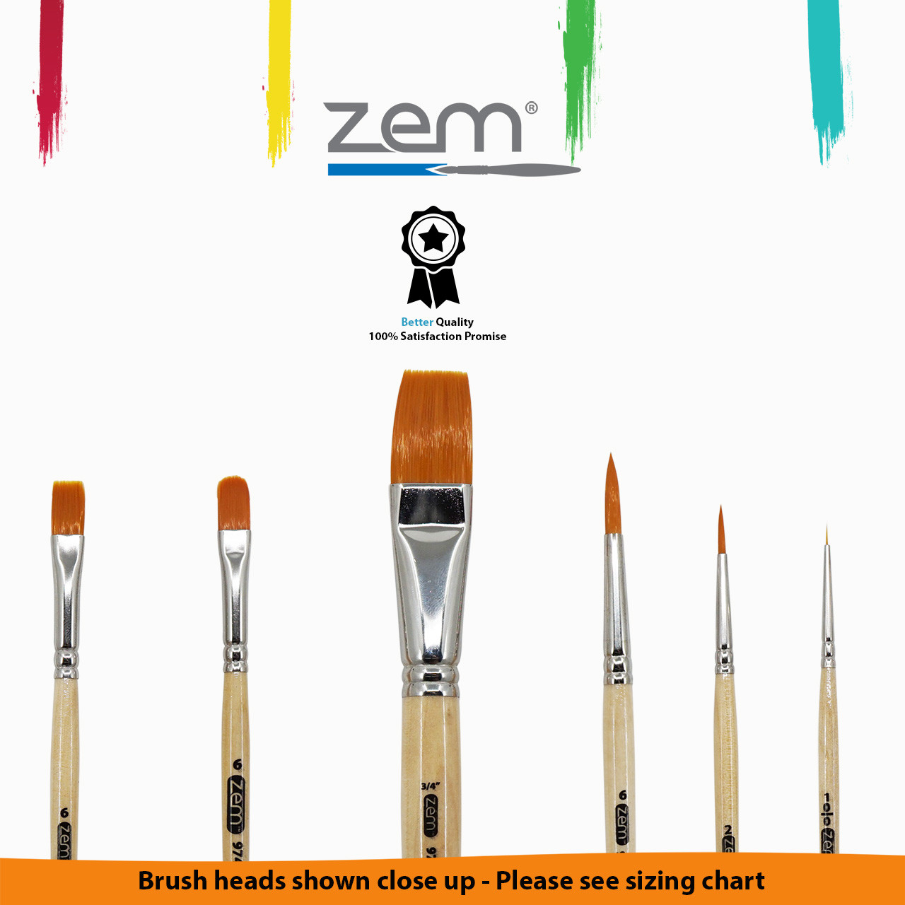 AS-8 Student Golden Synthetics Starter Brush (Set of 6) | Zem Brush