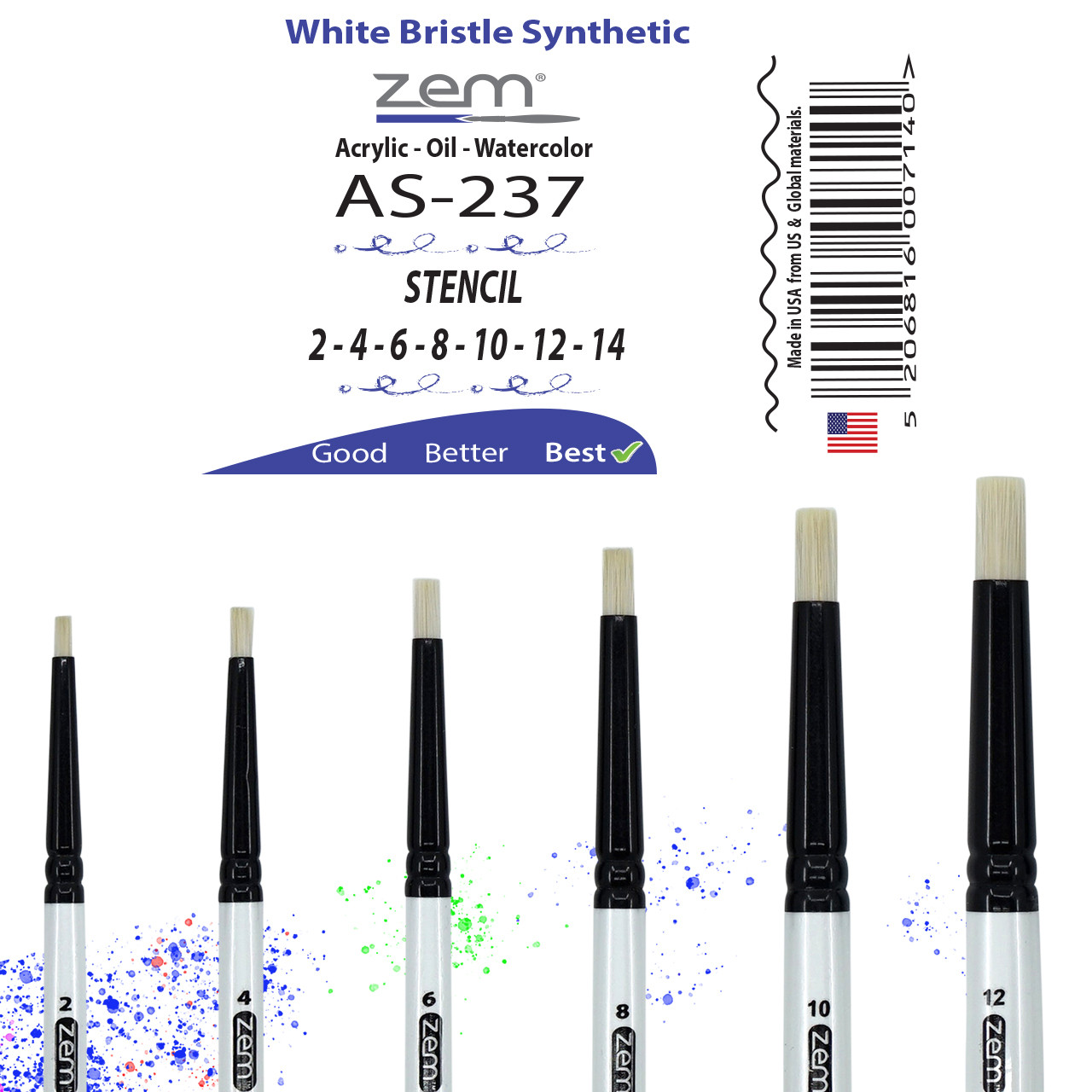 JAGS Stencil Brush With Synthetic Bristle Size 12 - for Any