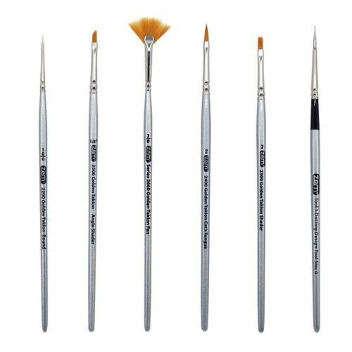 AS-31 Golden Taklon Synthetic Mini Detail Brush & Tool Set 